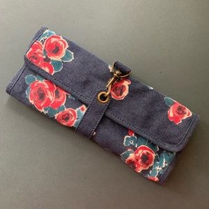 Floral Denim Travel Jewelry Organizer